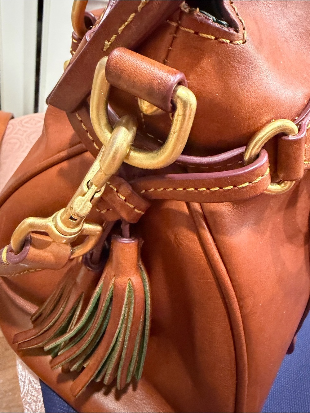 Dooney & Bourke Chestnut Brown Leather Satchel with Crossbody Strap - Picture 16 of 16